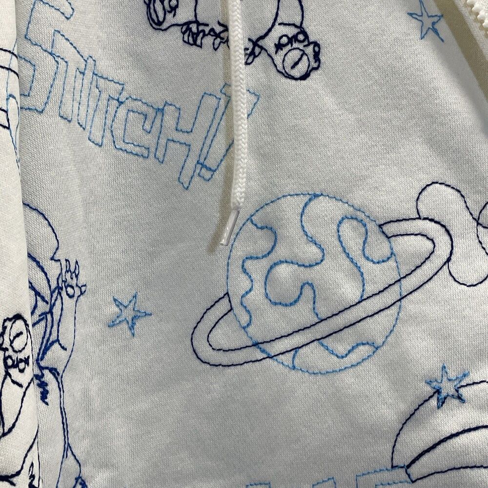 NEW! Disney Lilo & Stitch, Zip Up Hoodie Size MD, Off White, Outline AOP, Freeze - Picture 2 of 8